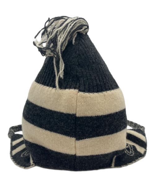 Vivienne Westwood（ヴィヴィアンウエストウッド）Vivienne Westwood (ヴィヴィアンウエストウッド) 00's Original knit hat with ear flaps アイボリー×グレーの古着・服飾アイテム
