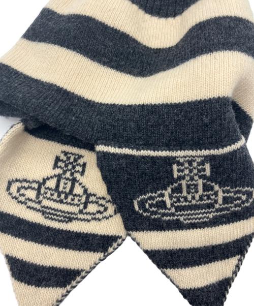 Vivienne Westwood（ヴィヴィアンウエストウッド）Vivienne Westwood (ヴィヴィアンウエストウッド) 00's Original knit hat with ear flaps アイボリー×グレーの古着・服飾アイテム