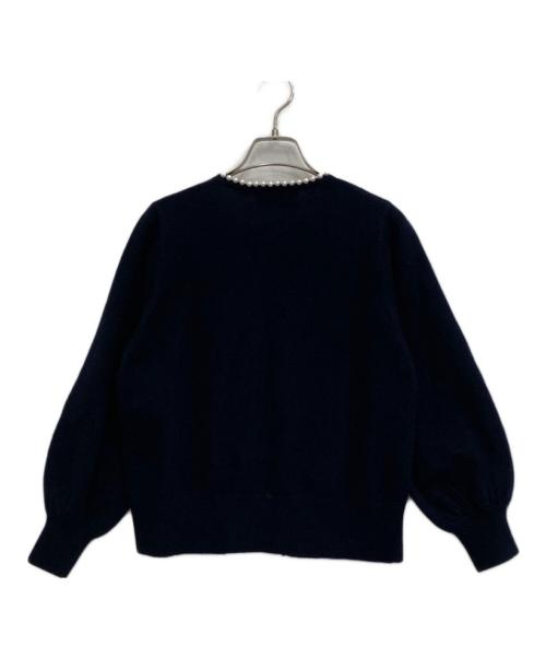 Maglie le cassetto（マーリエ ル カセット）Maglie le cassetto (マーリエ ル カセット) 衿パールカーディガン ネイビー サイズ:7の古着・服飾アイテム