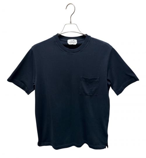HERMES（エルメス）HERMES (エルメス) H刺繍ポケットTシャツ/Broderie H ブラック サイズ:Lの古着・服飾アイテム