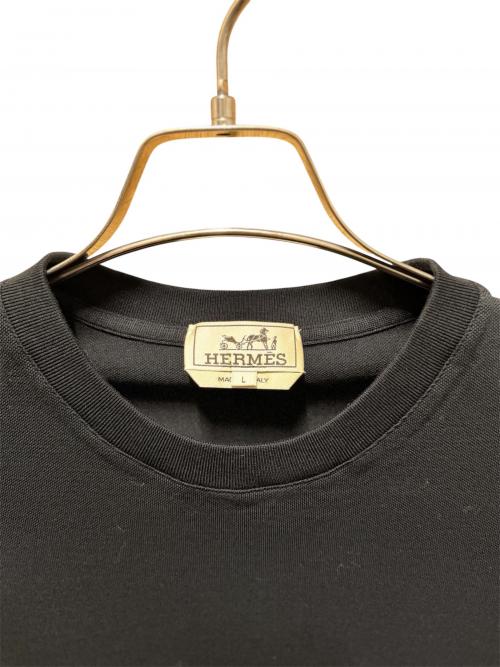 HERMES（エルメス）HERMES (エルメス) H刺繍ポケットTシャツ/Broderie H ブラック サイズ:Lの古着・服飾アイテム