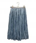 DRAWERドゥロワー）の古着「ランダムプリーツスカート」｜スカイブルー