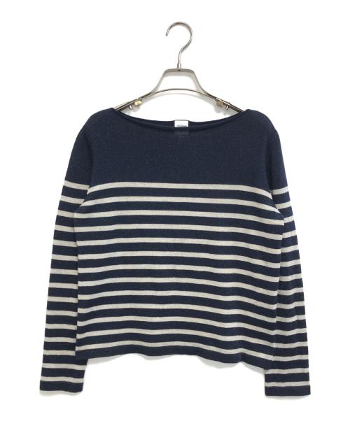 Jean Paul GAULTIER（ジャンポールゴルチェ）Jean Paul GAULTIER (ジャンポールゴルチェ) ラメボーダーニット ネイビー サイズ:40の古着・服飾アイテム