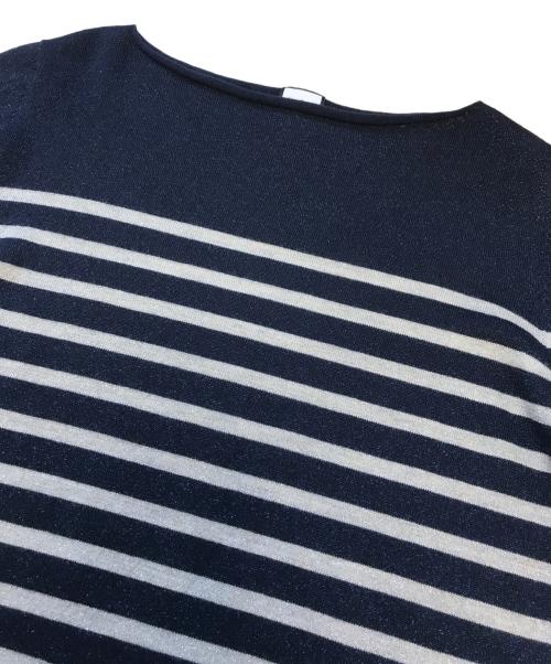 Jean Paul GAULTIER（ジャンポールゴルチェ）Jean Paul GAULTIER (ジャンポールゴルチェ) ラメボーダーニット ネイビー サイズ:40の古着・服飾アイテム