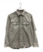 DIESELディーゼル）の古着「D-ROOKE-L ダメージ加工デニムシャツ」｜グレー