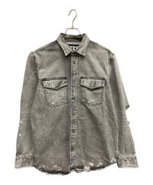 DIESEL（ディーゼル）の古着「D-ROOKE-L ダメージ加工デニムシャツ」｜グレー