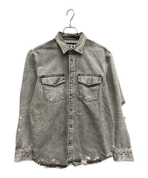 DIESEL（ディーゼル）DIESEL (ディーゼル) D-ROOKE-L ダメージ加工デニムシャツ グレー サイズ:Sの古着・服飾アイテム