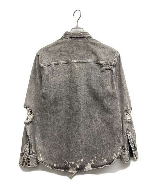 DIESEL（ディーゼル）DIESEL (ディーゼル) D-ROOKE-L ダメージ加工デニムシャツ グレー サイズ:Sの古着・服飾アイテム