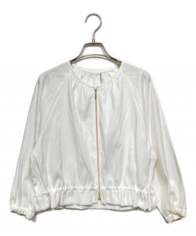 24年♡美品✨アナイ カラミコットンブルゾン ノーカラー ホワイト 36 中古・古着通販】ANAYI (アナイ) カラミコットンブルゾン ホワイト