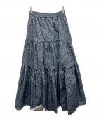 DOUBLE STANDARD CLOTHINGダブルスタンダードクロージング）の古着「デニムレオパードプリントティアードスカート」｜インディゴ