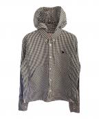 masuエムエーエスユー）の古着「25SS HOODED B.D SHIRT」｜ブラック×ホワイト