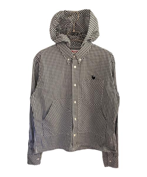 masu（エムエーエスユー）MASU (エムエーエスユー) 25SS HOODED B.D SHIRT ブラック×ホワイト サイズ:46の古着・服飾アイテム
