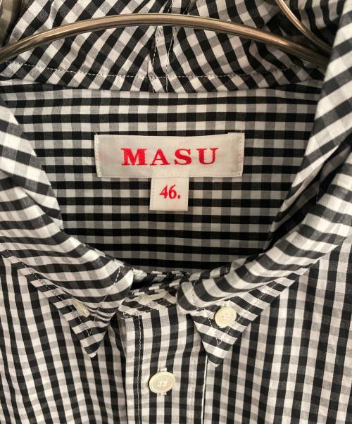 masu（エムエーエスユー）MASU (エムエーエスユー) 25SS HOODED B.D SHIRT ブラック×ホワイト サイズ:46の古着・服飾アイテム