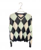 masuエムエーエスユー）の古着「REVERSED ARGYLE SWEATER」｜グリーン×ブラック