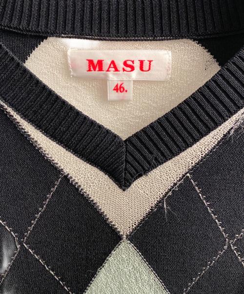 masu（エムエーエスユー）MASU (エムエーエスユー) REVERSED ARGYLE SWEATER グリーン×ブラック サイズ:46の古着・服飾アイテム
