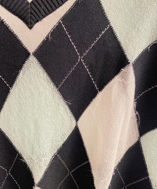 masu（エムエーエスユー）MASU (エムエーエスユー) REVERSED ARGYLE SWEATER グリーン×ブラック サイズ:46の古着・服飾アイテム