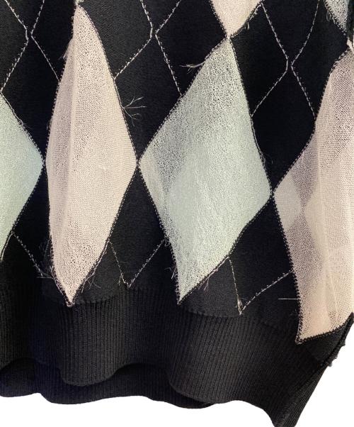 masu（エムエーエスユー）MASU (エムエーエスユー) REVERSED ARGYLE SWEATER グリーン×ブラック サイズ:46の古着・服飾アイテム