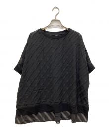 Gabardine K.T（ギャバシンケーティー）の古着「バイアス柄カットジャカード プルオーバー」｜ブラック