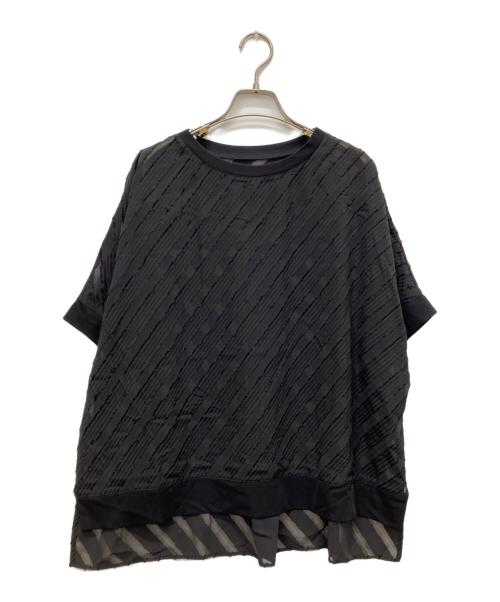 Gabardine K.T（ギャバシンケーティー）Gabardine K.T (ギャバシンケーティー) バイアス柄カットジャカード プルオーバー ブラック サイズ:Mの古着・服飾アイテム