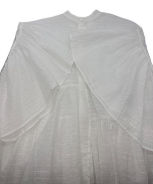 UNITED ARROWS（ユナイテッドアローズ）UNITED ARROWS (ユナイテッドアローズ) シアーラメ イレギュラーペプラム 六分袖 ブラウス ホワイト サイズ:Freeの古着・服飾アイテム