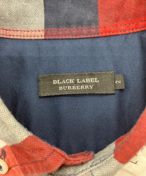 BURBERRY BLACK LABEL（バーバリーブラックレーベル）BURBERRY BLACK LABEL (バーバリーブラックレーベル) 半袖チェックBDシャツ レッド サイズ:2の古着・服飾アイテム