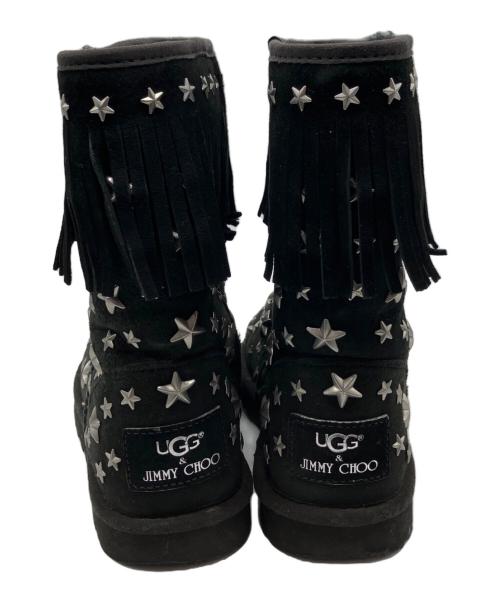 UGG（アグ）UGG (アグ) JIMMY CHOO (ジミーチュウ) スタッズフリンジムートンブーツ ブラック サイズ:22の古着・服飾アイテム