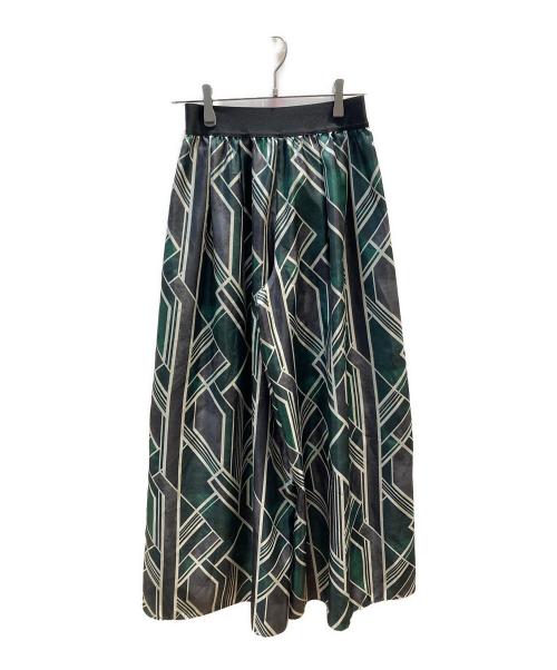 M・Fil（エムフィル）M・fil (エムフィル) プリントワイドパンツ グリーン サイズ:36の古着・服飾アイテム