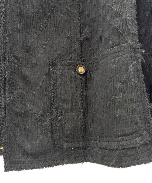 CHANEL（シャネル）CHANEL (シャネル) シルク混ノーカラージャケット ブラック サイズ:40の古着・服飾アイテム