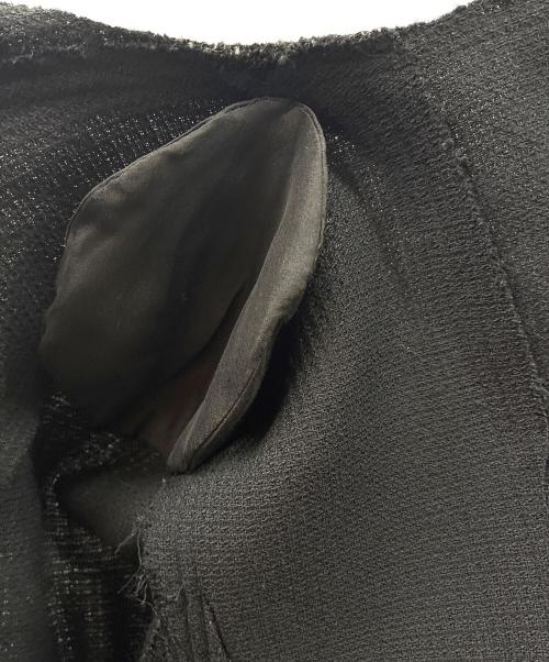 CHANEL（シャネル）CHANEL (シャネル) シルク混ノーカラージャケット ブラック サイズ:40の古着・服飾アイテム