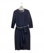 MaxMaraマックスマーラ）の古着「ベルト付きウールフリルワンピース」｜ネイビー