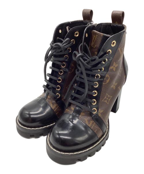 LOUIS VUITTON（ルイ ヴィトン）LOUIS VUITTON (ルイ ヴィトン) モノグラムスタートレイルラインアンクルブーツ ブラウン×ブラック サイズ:36の古着・服飾アイテム