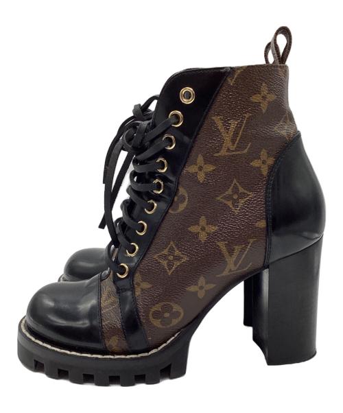LOUIS VUITTON（ルイ ヴィトン）LOUIS VUITTON (ルイ ヴィトン) モノグラムスタートレイルラインアンクルブーツ ブラウン×ブラック サイズ:36の古着・服飾アイテム