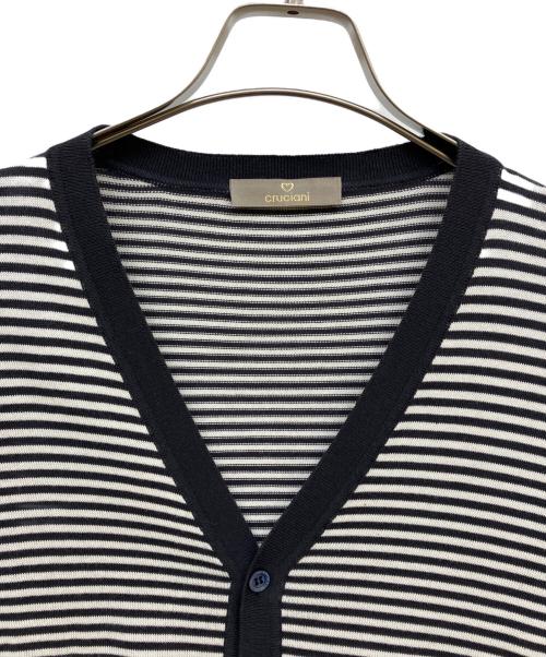 Cruciani（クルチアーニ）Cruciani (クルチアーニ) カシミヤシルク混ボーダーカーディガン ブラック サイズ:52の古着・服飾アイテム