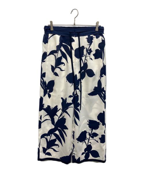 LANVIN COLLECTION（ランバンコレクション）LANVIN COLLECTION (ランバンコレクション) シャドーフラワープリントワイドパンツ ブルー×ホワイト サイズ:40の古着・服飾アイテム