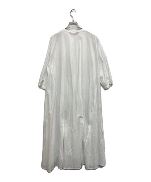 mizuiro-ind（ミズイロインド）mizuiro-ind (ミズイロインド) ノーカラーシャツワンピース ホワイト サイズ:Freeの古着・服飾アイテム