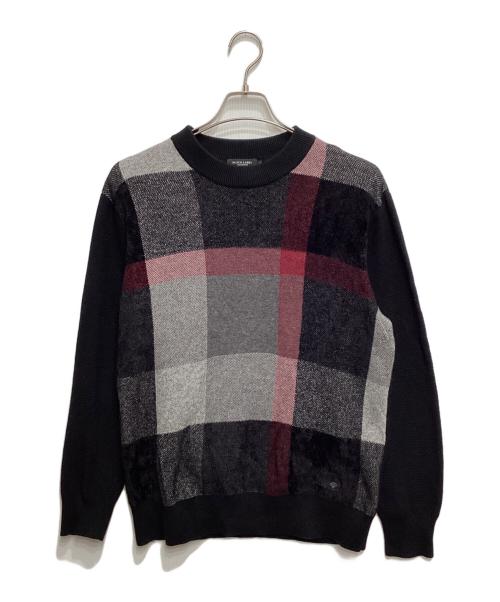 BLACK LABEL CRESTBRIDGE（ブラックレーベル クレストブリッジ）BLACK LABEL CRESTBRIDGE (ブラックレーベル クレストブリッジ) クレストブリッジチェック切替ニット ブラック サイズ:LLの古着・服飾アイテム