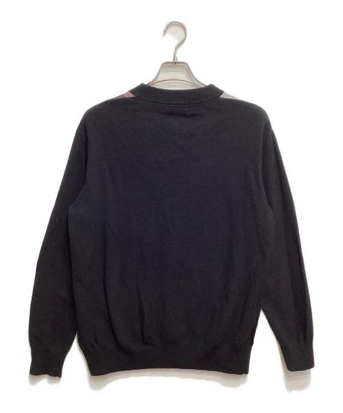 BLACK LABEL CRESTBRIDGE（ブラックレーベル クレストブリッジ）BLACK LABEL CRESTBRIDGE (ブラックレーベル クレストブリッジ) クレストブリッジチェック切替ニット ブラック サイズ:LLの古着・服飾アイテム