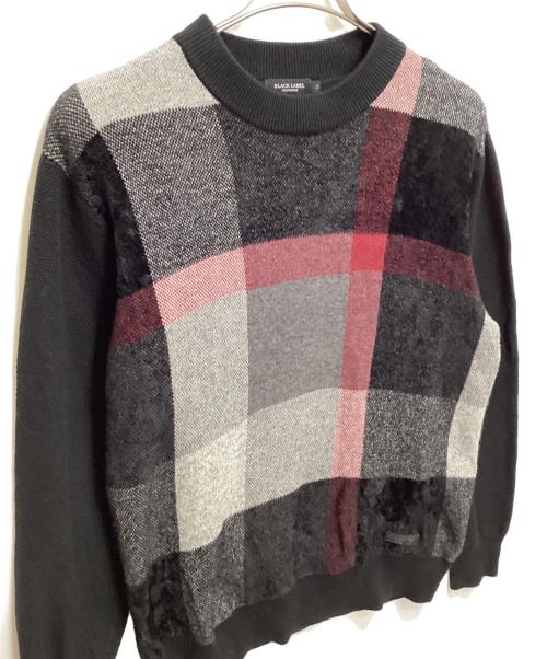 BLACK LABEL CRESTBRIDGE（ブラックレーベル クレストブリッジ）BLACK LABEL CRESTBRIDGE (ブラックレーベル クレストブリッジ) クレストブリッジチェック切替ニット ブラック サイズ:LLの古着・服飾アイテム
