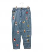 yukiemonユキエモン）の古着「おまもりデニムパンツ」｜ライトブルー