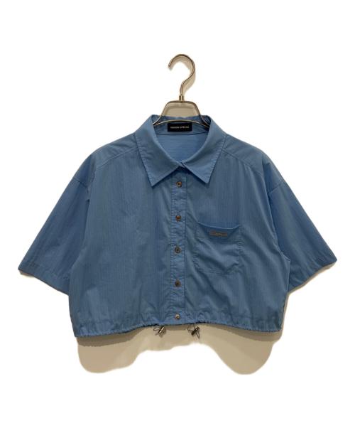 MAISON SPECIAL（メゾンスペシャル）MAISON SPECIAL (メゾンスペシャル) ストライプドローストリングショートシャツ　21241315207 ブルー サイズ:Mの古着・服飾アイテム