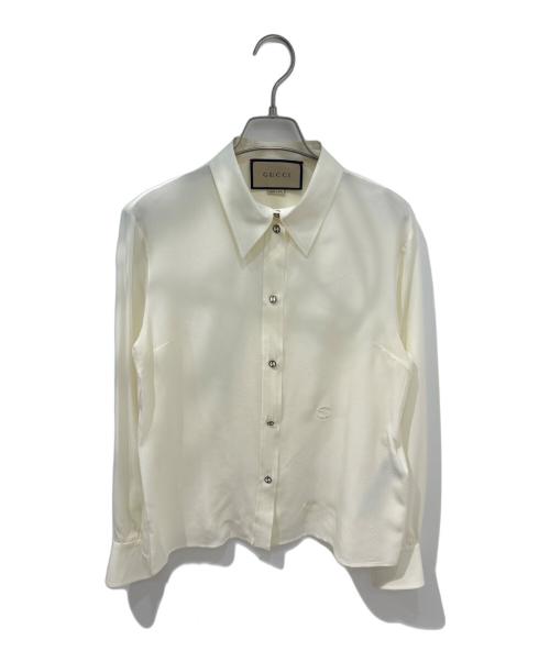 GUCCI（グッチ）GUCCI (グッチ) シルククレープデシン シャツ　761896 ベージュ サイズ:40の古着・服飾アイテム