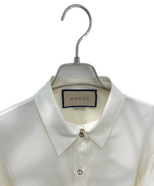 GUCCI（グッチ）GUCCI (グッチ) シルククレープデシン シャツ　761896 ベージュ サイズ:40の古着・服飾アイテム