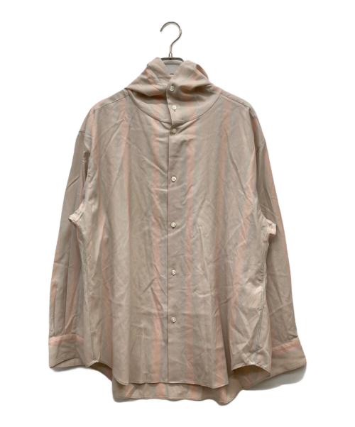 OVERCOAT（オーバーコート）OVERCOAT (オーバーコート) Dropped Shoulder Hoody Top ベージュ×ピンク サイズ:SIZE 1の古着・服飾アイテム