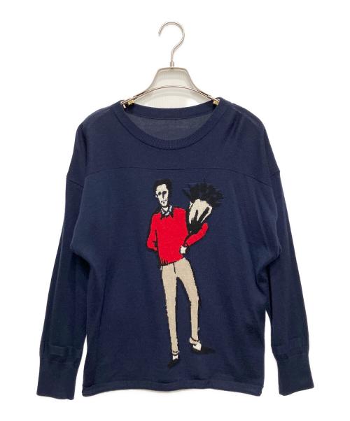 PLEATS PLEASE（プリーツプリーズ）PLEATS PLEASE (プリーツプリーズ) LOVE KNIT ネイビー サイズ:3の古着・服飾アイテム