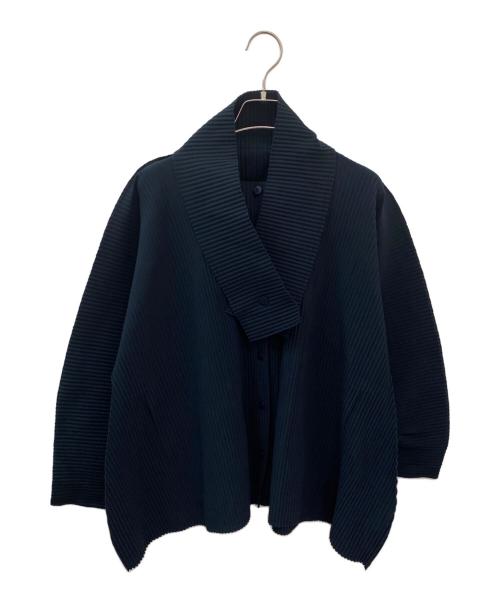 me ISSEY MIYAKE（ミーイッセイ ミヤケ）me ISSEY MIYAKE (ミーイッセイ ミヤケ) ハイネックプリーツカーディガン ダークネイビー サイズ:Freeの古着・服飾アイテム