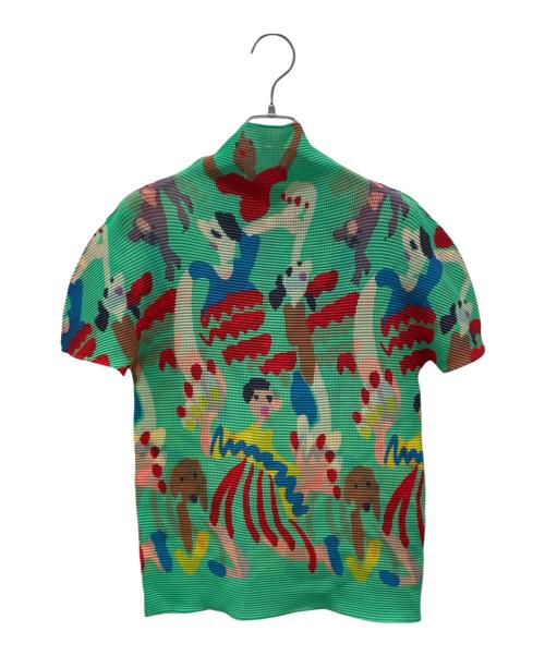 me ISSEY MIYAKE（ミーイッセイ ミヤケ）me ISSEY MIYAKE (ミーイッセイ ミヤケ) DANCE プリントカットソー グリーン サイズ:Freeの古着・服飾アイテム