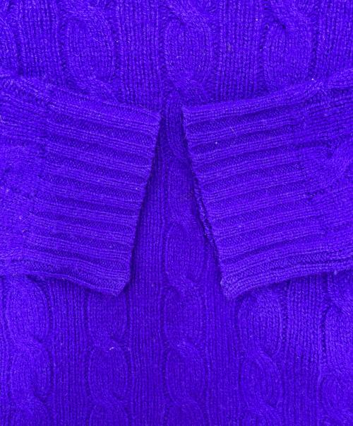 POLO RALPH LAUREN（ポロ・ラルフローレン）POLO RALPH LAUREN (ポロ・ラルフローレン) カシミヤ混ケーブルニット ブルー サイズ:Mの古着・服飾アイテム