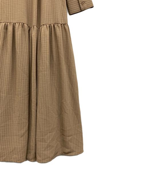 SLOBE IENA（スローブ イエナ）SLOBE IENA (スローブ イエナ) チョークストライプティアードシャツワンピース ブラウン サイズ:Free 未使用品の古着・服飾アイテム