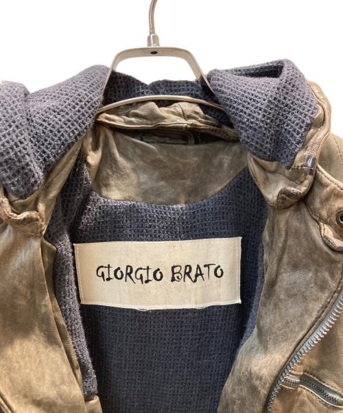 GIORGIO BRATO（ジョルジョブラッド）GIORGIO BRATO (ジョルジョブラッド) フーデットレザージャケット ブラウン サイズ:46の古着・服飾アイテム