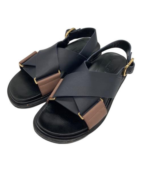 MARNI（マルニ）MARNI (マルニ) フスベット レザーストラップサンダル ブラック サイズ:37の古着・服飾アイテム